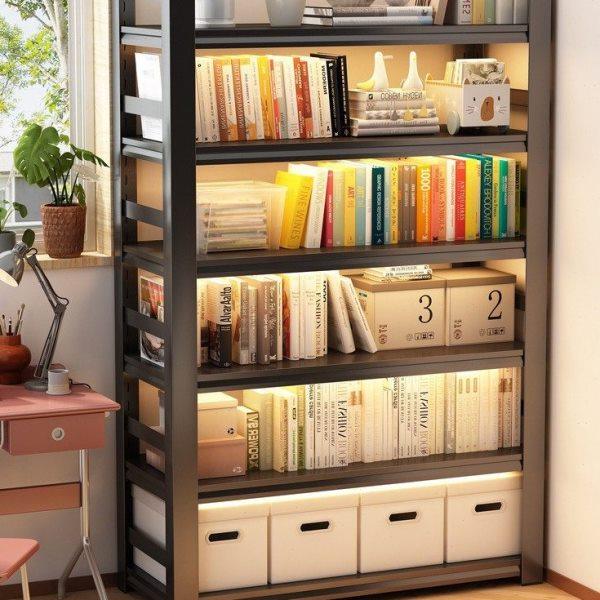 家用钢制书架简易多层落地一体靠墙置物书柜客厅收纳架子钢制货架,收纳整理,淘宝优惠券,粉丝福利购,淘宝优惠卷