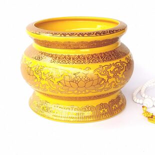 无香炉10莲花陶瓷字金特大号莲花寸金真大号黄色香炉