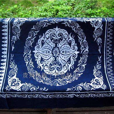 贵州蜡染装饰画墙贴横民族风布艺茶几布苗族特色手工蜡染长桌布