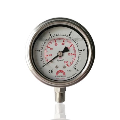 华记耐震充油压力表不锈钢压力表加液抗震压力表YBN63 10KG 1/4PT