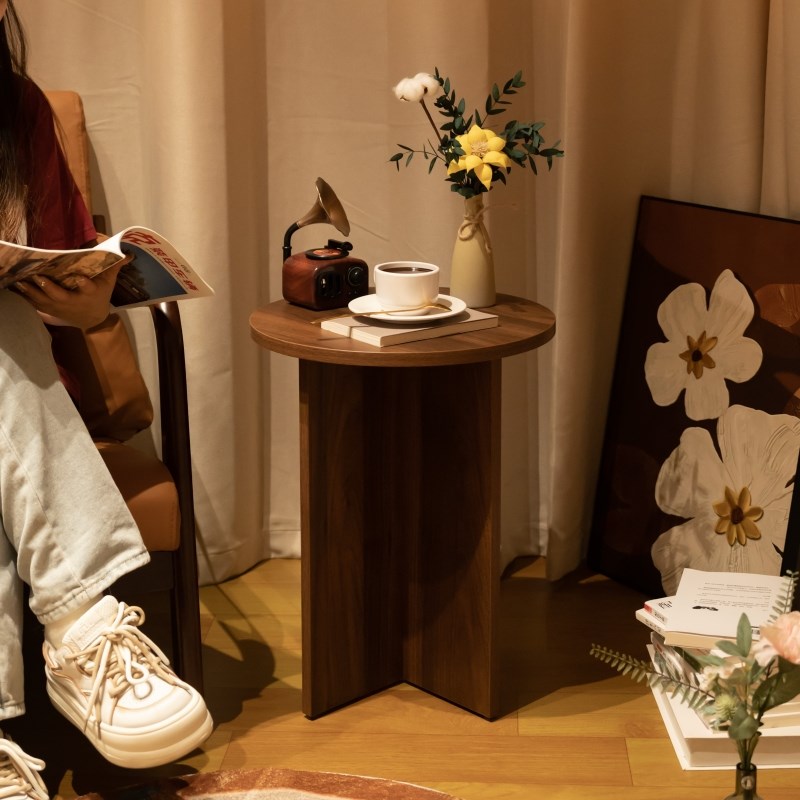 木工小舅 中古边几小圆桌茶几 诧寂风沙发小边桌复古床头柜咖啡桌