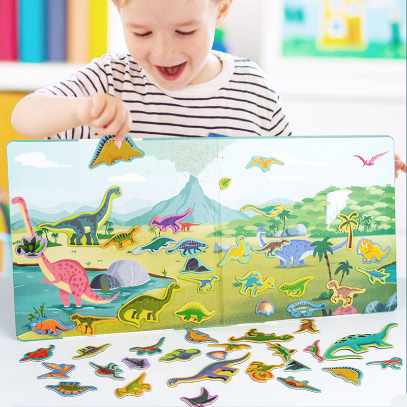 早教场景磁性拼图恐龙工程交通动物认知书夹式拼板儿童益智玩具,玩具/童车/益智/积木/模型,拼图/拼板,淘宝优惠券,粉丝福利购,淘宝优惠卷