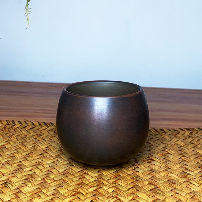 主人杯圆肚杯广西钦州坭兴陶茶杯手工杯原矿圆润大容量个人用杯子