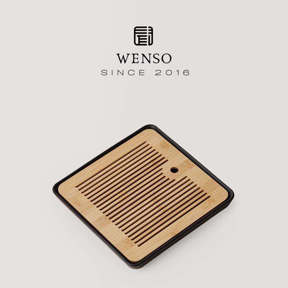 闻说|黑砂粗陶简约茶盘 原竹陶瓷双层干泡台家用蓄水小茶台