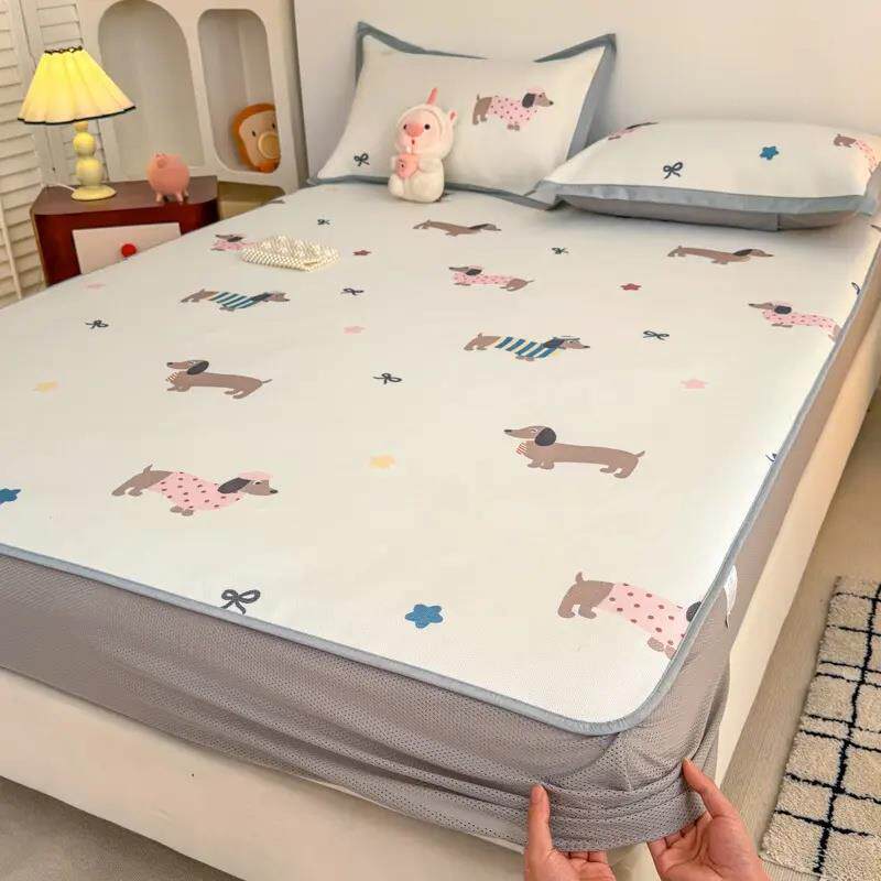 海门区久莎纺织品经营部卡通冰丝凉席夏季a类母婴级冰藤席可机洗