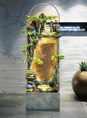 假山流水喷泉水幕墙客厅招财风水轮循环水高山生财水景摆件全自动