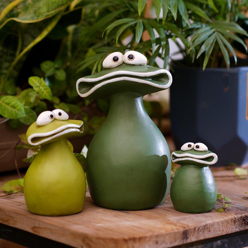 创意卡通大嘴青蛙花盆栽花园阳台微景观动物桌面装饰田园家居摆件