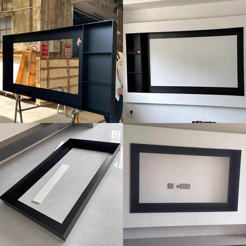 黑色定制不锈钢镂空电视壁龛嵌入式边框收边条电视背景墙框架内嵌,家装主材,壁龛,淘宝优惠券,粉丝福利购,淘宝优惠卷