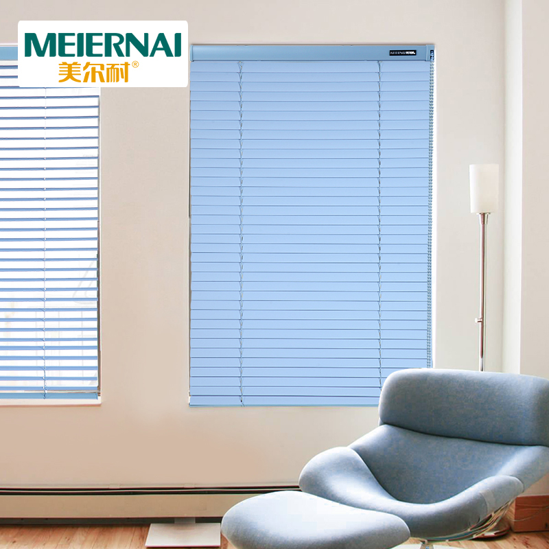 美尔耐3.5cm宽百叶窗帘铝合金拉珠升降遮光办公室卫生间浴室厕所