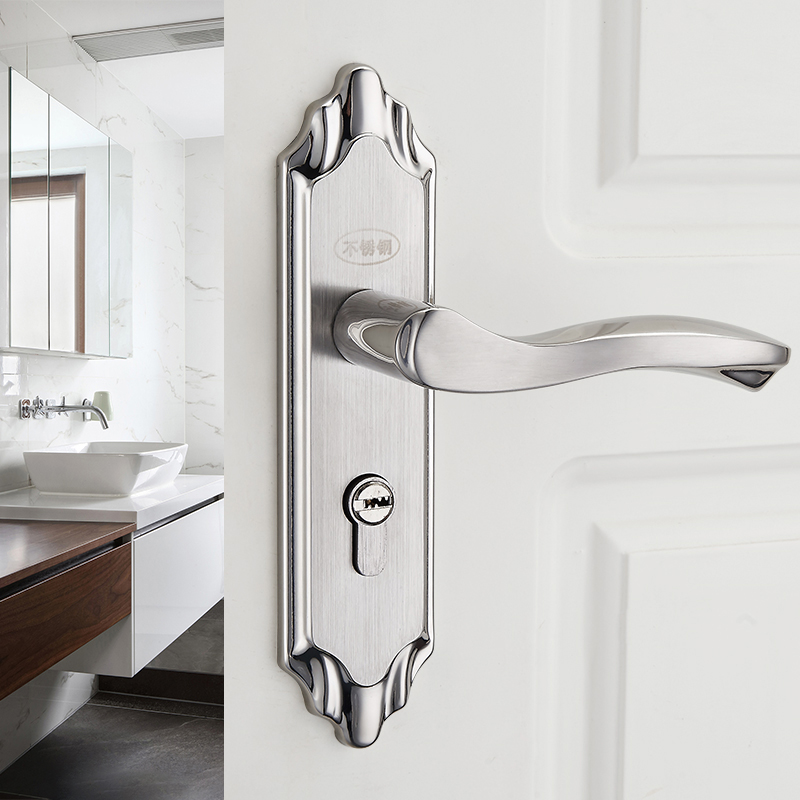 不锈钢室内卧室门锁家用房门锁静音实木木门锁卫生间厕所门锁锁具