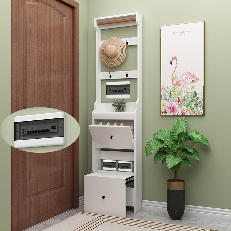 翻斗超薄置物衣帽架入户玄关进门折叠换鞋凳遮挡隐藏媒体盒弱电箱