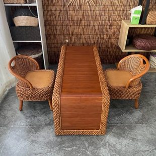 藤编茶几茶台阳台简约茶桌椅组合小户型客厅实木家用喝茶桌子矮桌