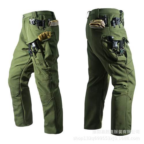 工厂发跨境X7软壳加绒保暖户外休闲运动登山滑雪工装男冲锋战术裤