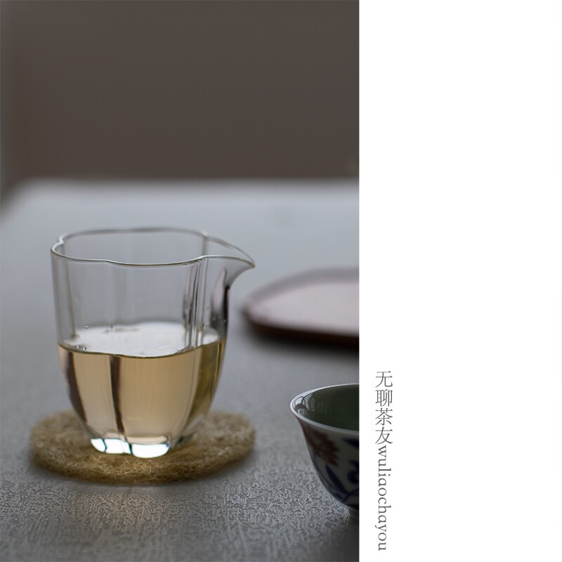 海棠公道杯!无聊茶友 待客时用这个玻璃公杯试试!茶汤透亮230ml