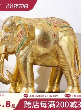 异丽实木大象摆件创意家居饰品客厅室内桌面装饰摆设会所餐厅摆件