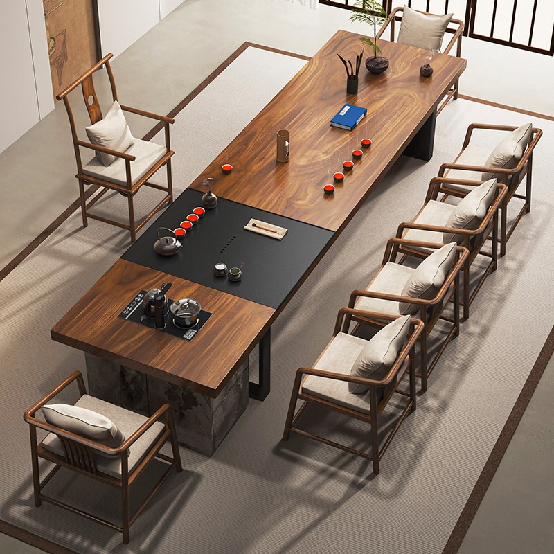 实木茶桌2025新款高端办公室轻奢现代高级感新中式胡桃木泡茶台桌