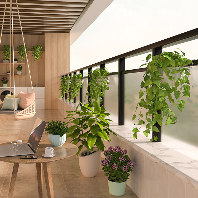 不锈钢吊兰花盆架阳台悬挂式花架室内护栏栏杆盆栽置物架花园花架