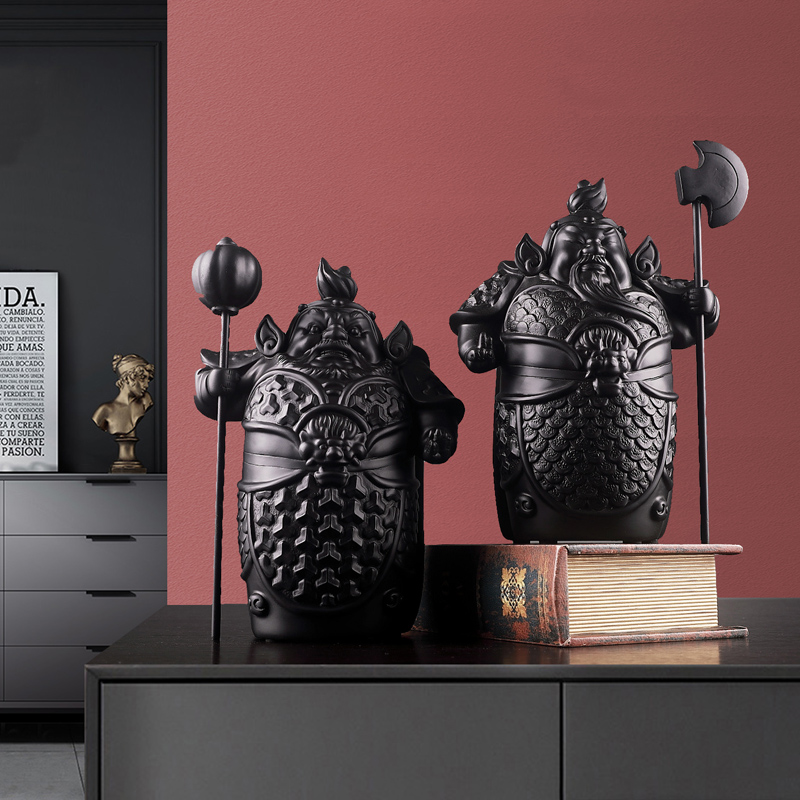 护宅门神哼哈二将新中式摆件家居装饰品客厅门口玄关电视柜书房