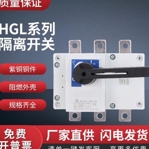 双电源手动转换切换开关HGL-250A 3P一进一出负荷隔离开关
