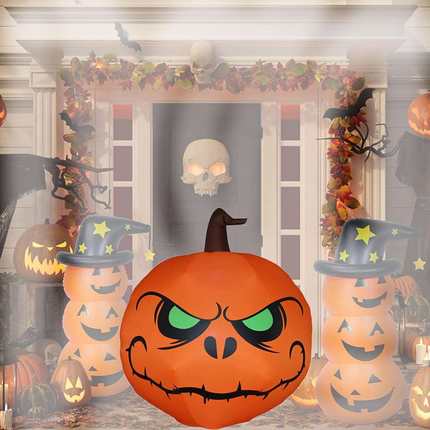1.2米万圣节鬼节充气绿眼南瓜气模LED南瓜灯节日派对布置户外造型
