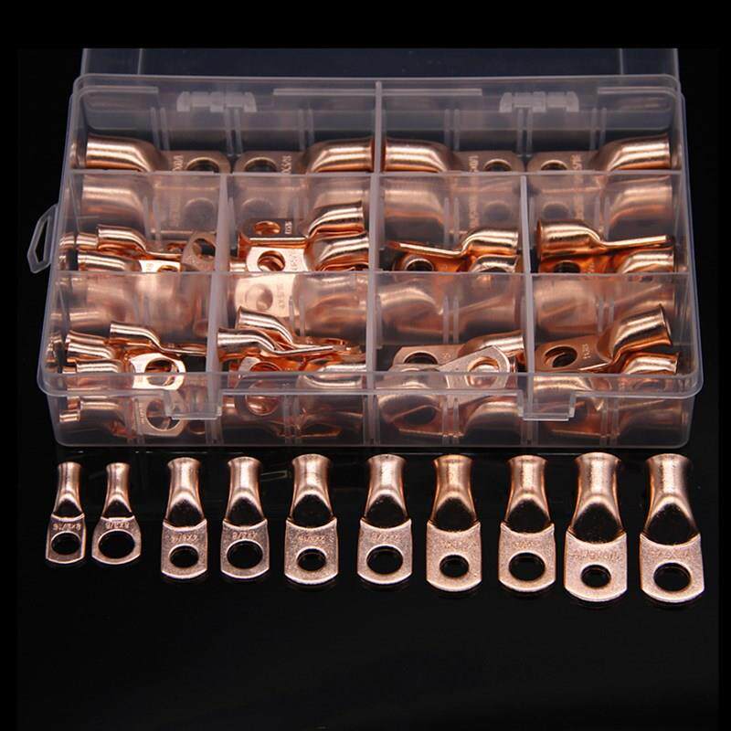 70PCS盒装美规铜鼻子AWG系列窥口铜接线端子环形铜管接线端子