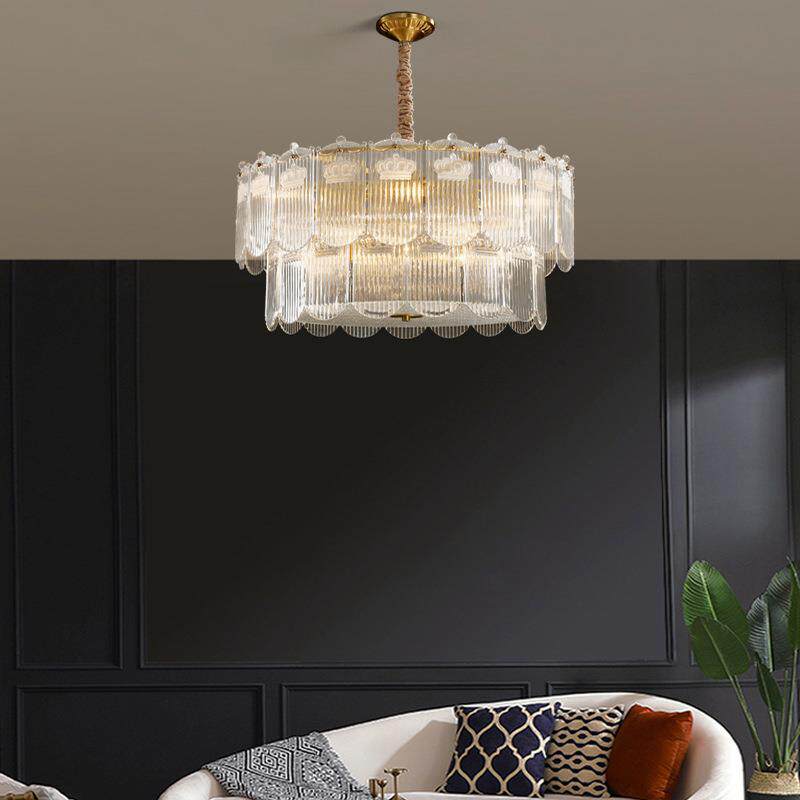 轻奢后现代水晶吊灯欧式客厅灯大气餐厅灯饰美式铜灯港式别墅灯具