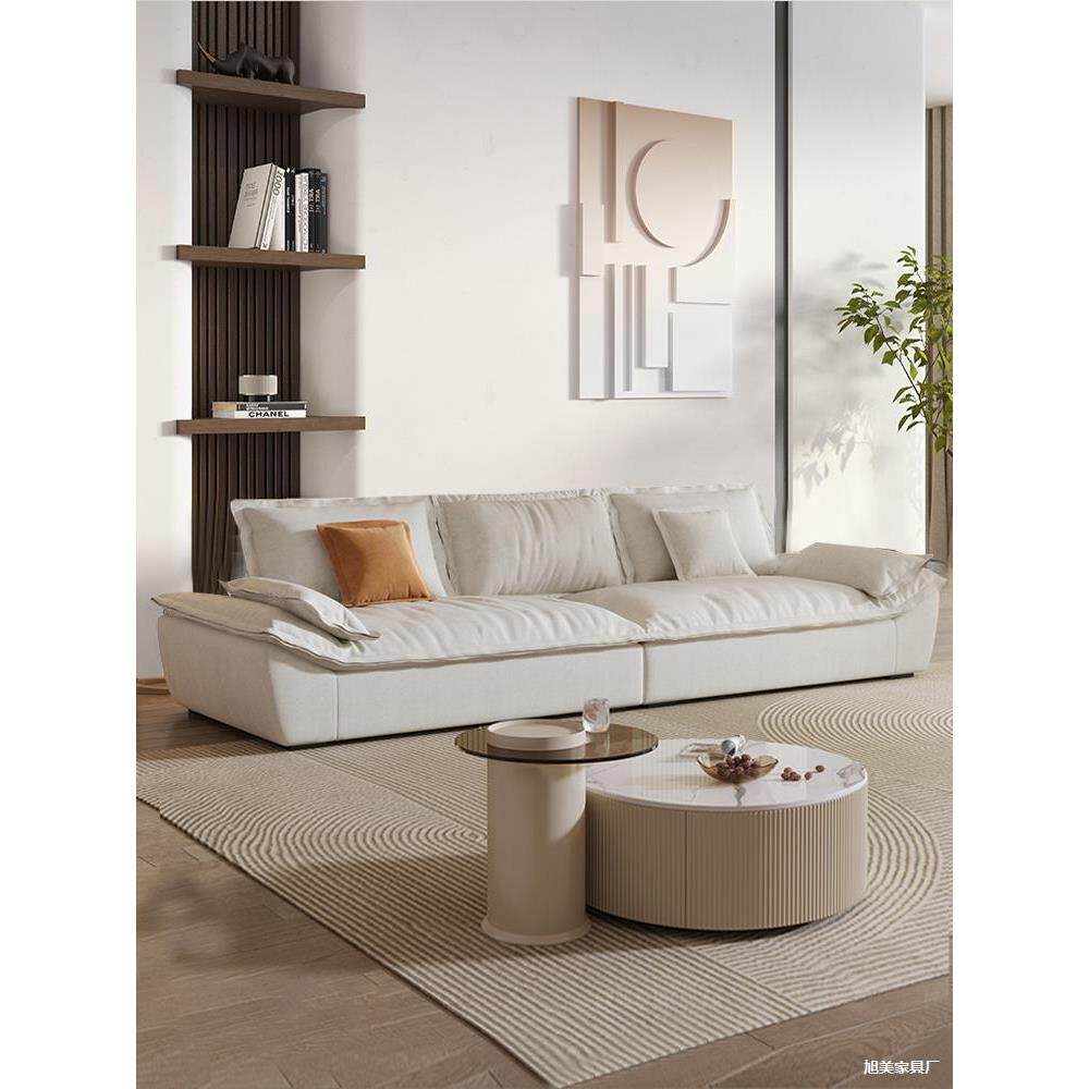 帆船沙发现代意大利科技面料沙发客厅无障碍豪华小公寓直排流行奶