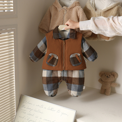 新生婴儿衣服冬季外穿连体衣冬装加绒加厚冬天男女宝宝洋气外出服