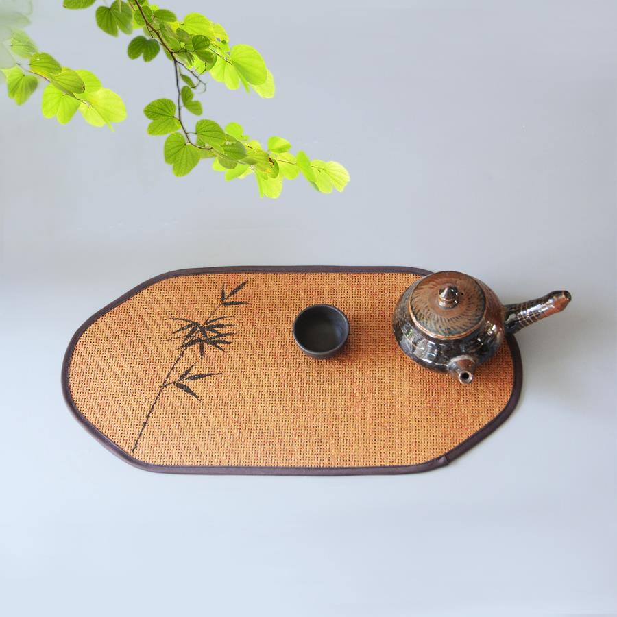 茶席干泡台隔热垫茶道茶垫藤垫草编杯垫禅意主人席中式茶桌垫竹席