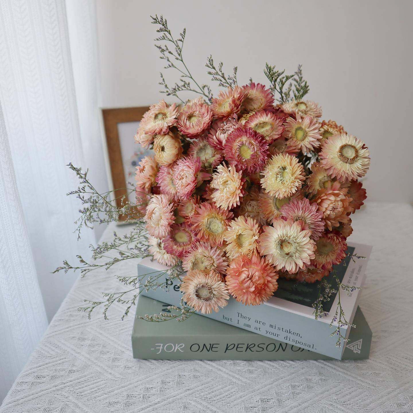 天然麦秆菊干花真花家居客厅摆设菠萝菊小雏菊花束插件拍照装饰