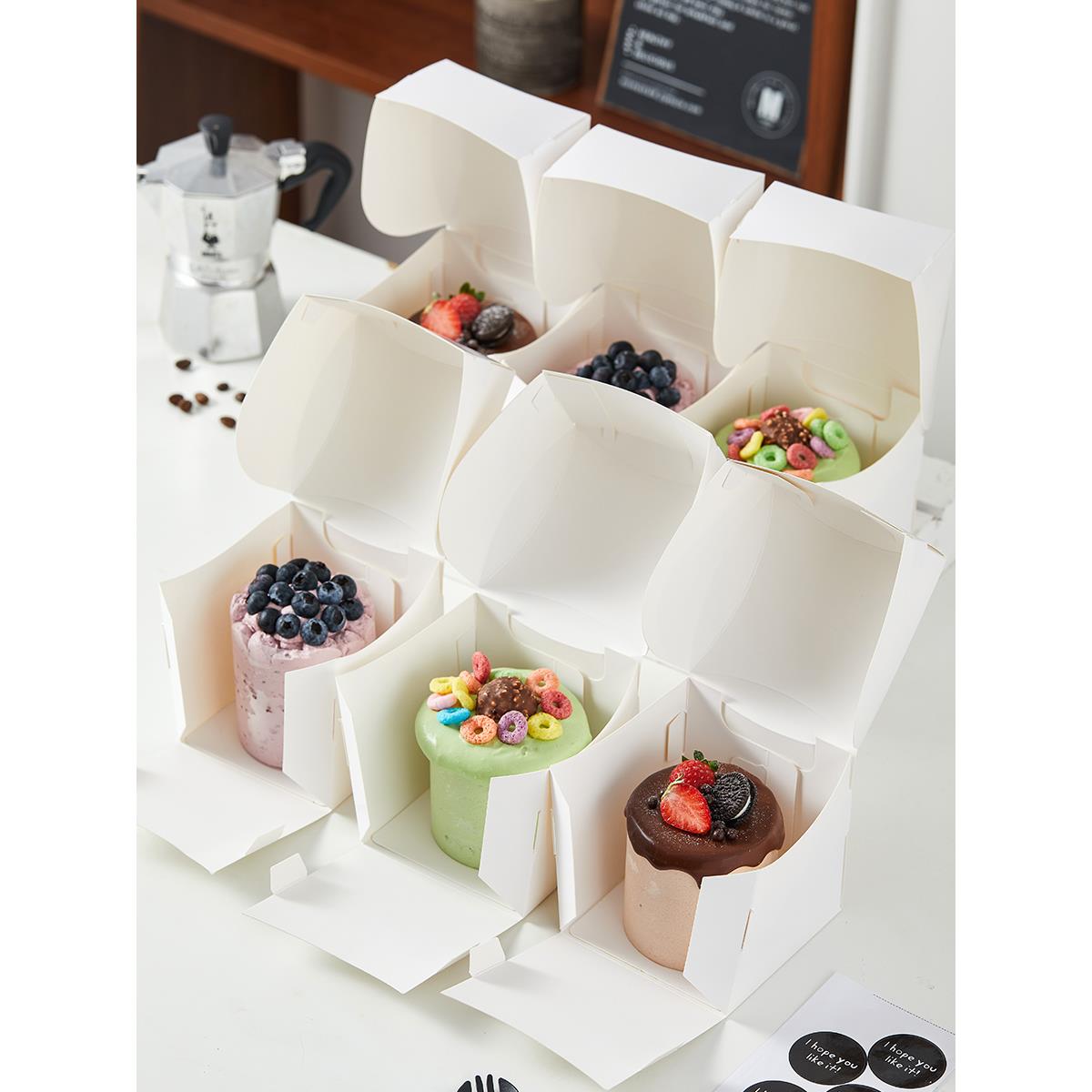 蛋糕盒子包装盒2/3寸迷你甜品切块四寸巴斯克烘焙法式西点打包盒