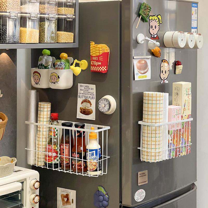 冰箱磁吸置物架侧面收纳神器磁铁壁挂封口夹保鲜膜纸巾架调料挂钩