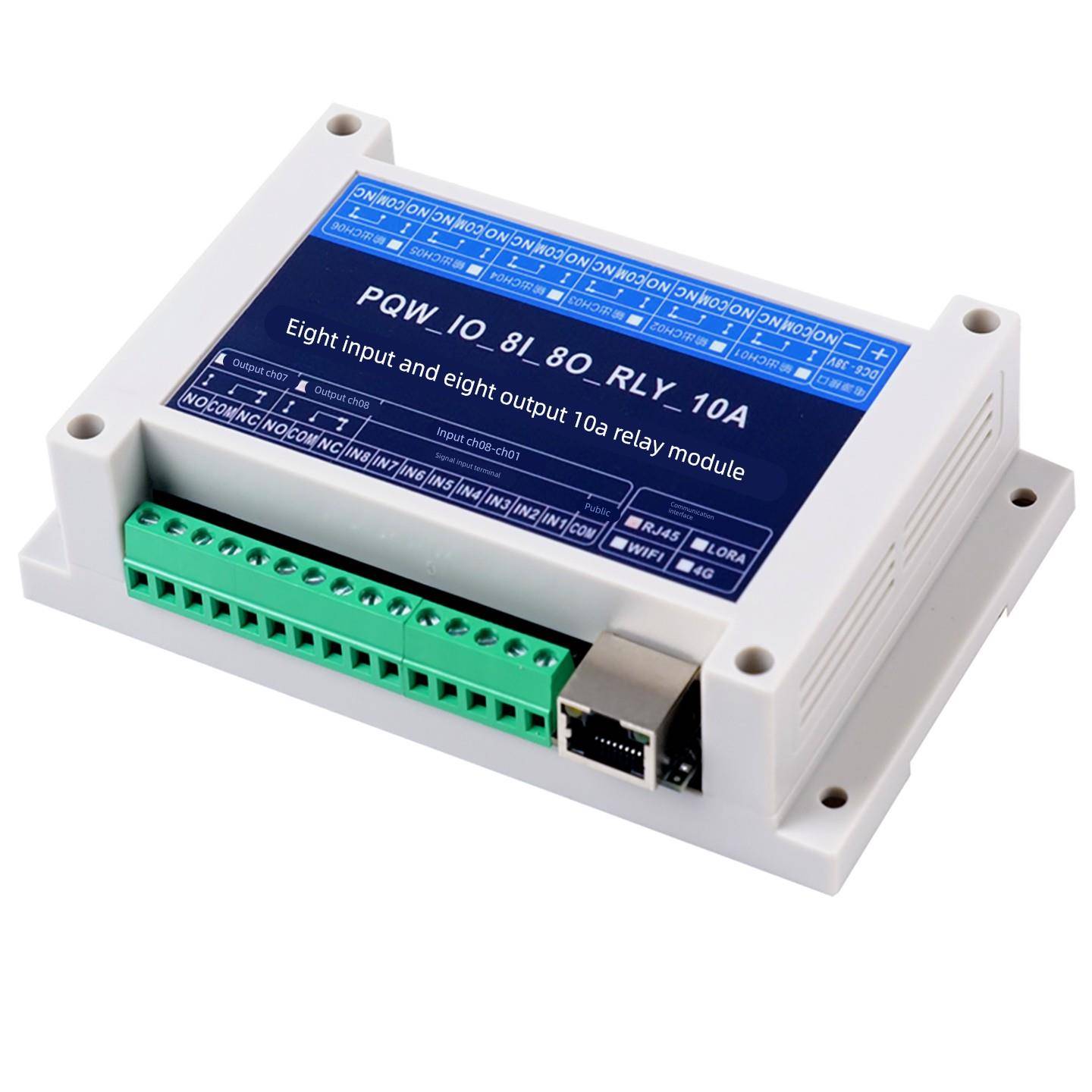 Modbus TCP继电器输出开关量输入IO扩展模块PLC控制板 RJ45 网口
