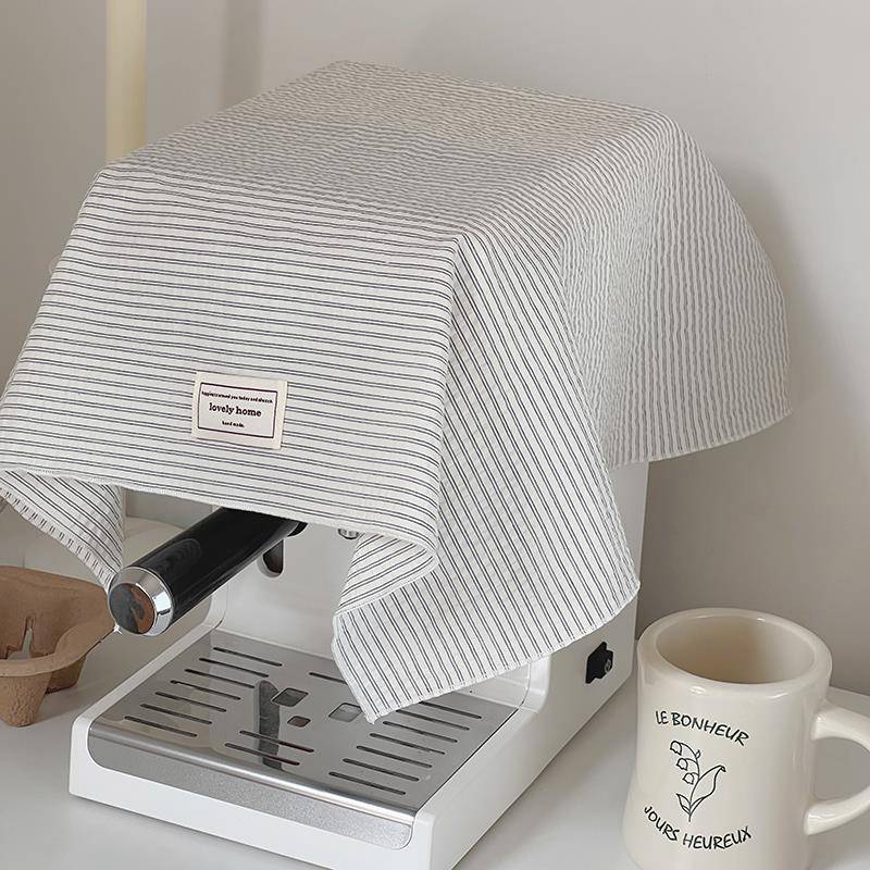 lovely home原创韩系ins风黑白条纹咖啡机罩防尘罩遮尘布餐垫道具