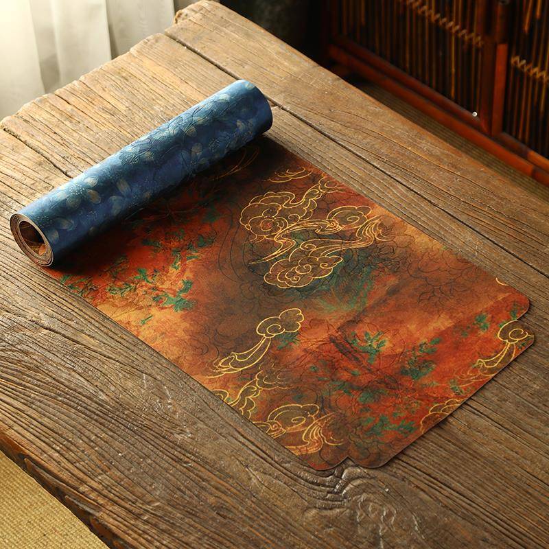 织锦茶席新中式覆古主人席家用防水双面桌旗缎面长方形布艺茶垫子