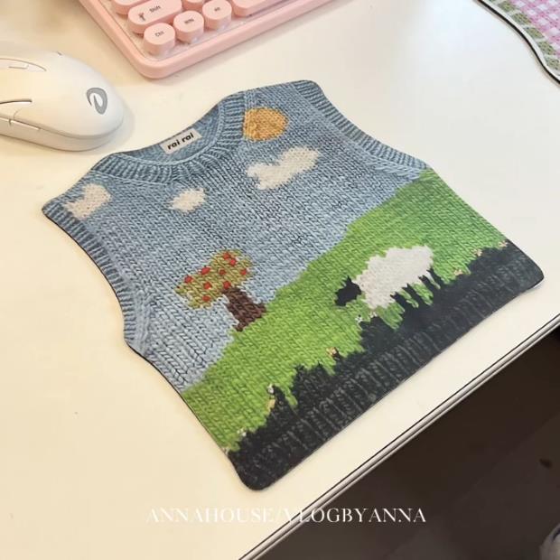 ANNAHOUSE家居馆可爱毛衣印花滑鼠垫女生高颜值办公室宿舍电脑桌