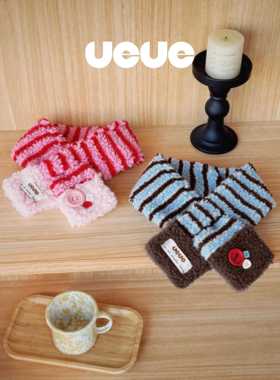 ueue韩系多色条纹缤纷冬季宠物围脖羊羔毛猫猫狗狗可爱节日装饰