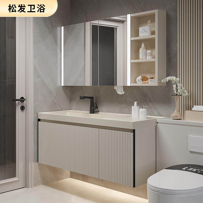 2025新款北欧橡木烤漆浴室柜组合陶瓷一体可丽耐卫生间洗手洗脸盆