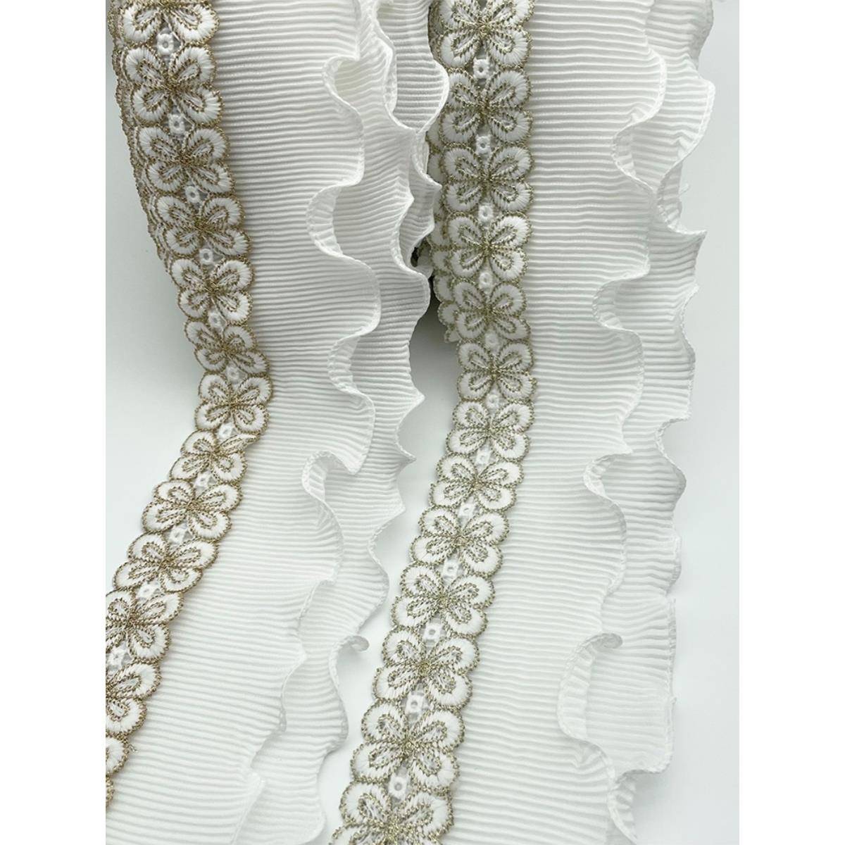 布维尼窗帘花边立边白色蕾丝窗纱装饰宽边拼接绣花抱枕侧边蝴蝶花