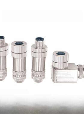 M12以太网连接器Profinet航空防水插头4芯5芯8芯12芯金属屏蔽连接