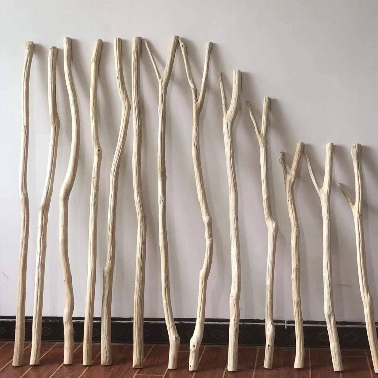 天然实木去皮干树枝枯树干枝装饰窗帘杆服装店挂衣杆木棍隔断树枝