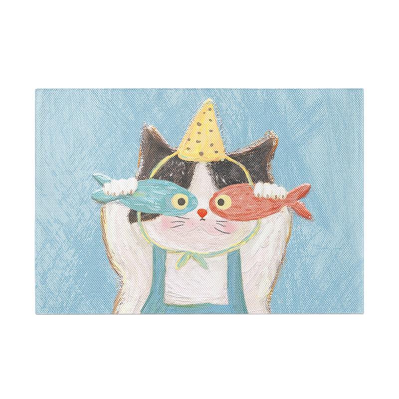 inki x 白粥无盐画师 鱼眼猫咪 隔热垫杯垫餐桌垫餐垫防烫垫