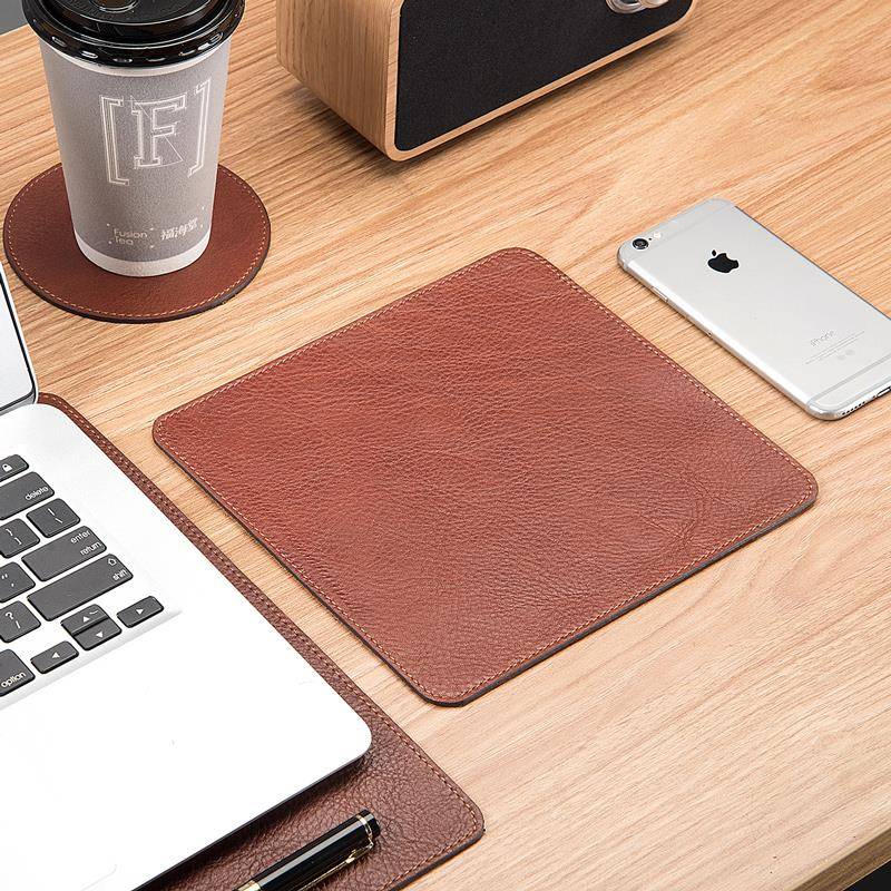 头层牛皮滑鼠垫桌垫可定制真皮超大防滑简约办公家用防水防污皮垫