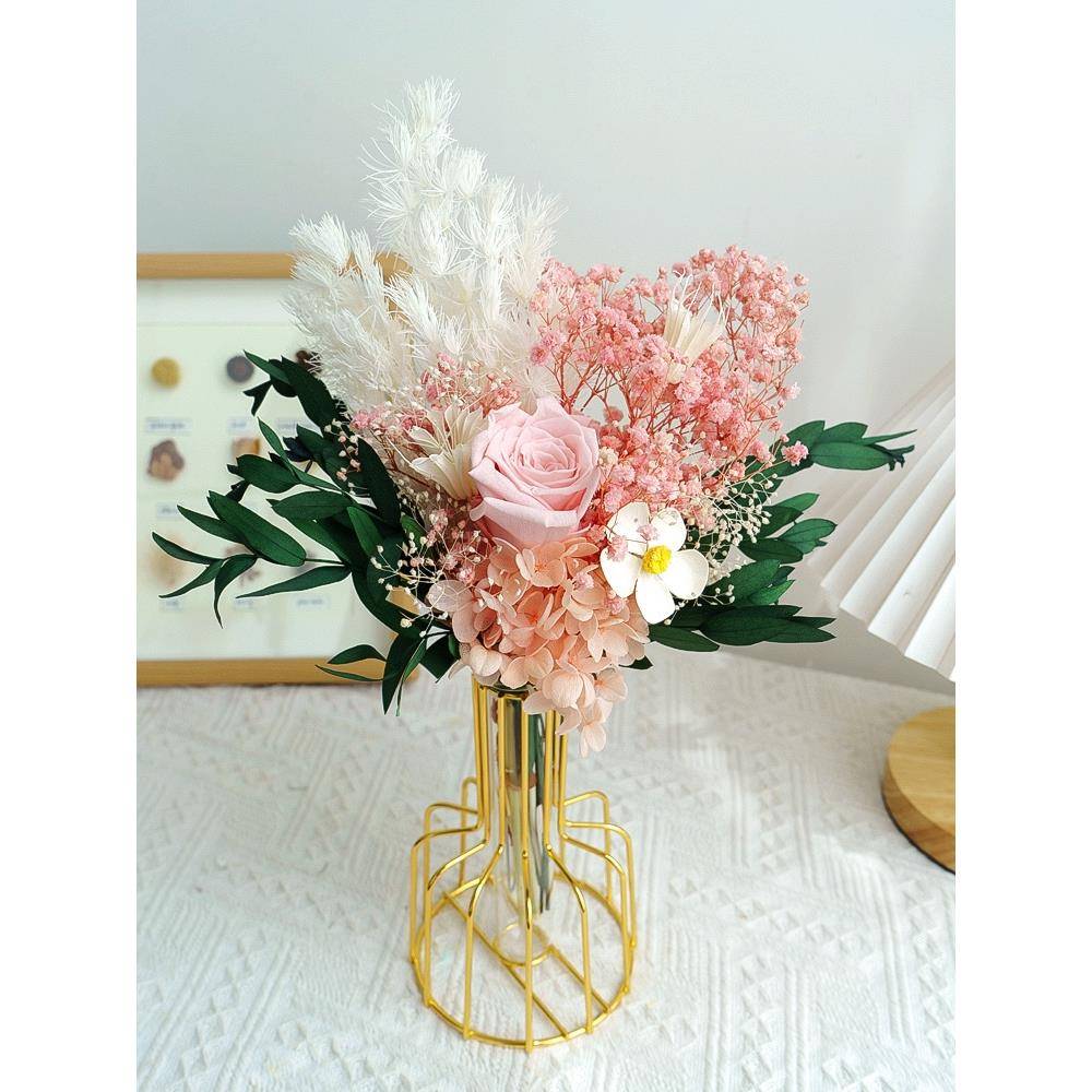 永生满天星玫瑰尤加利干花花束家居装饰摆件ins网红薰衣草道具