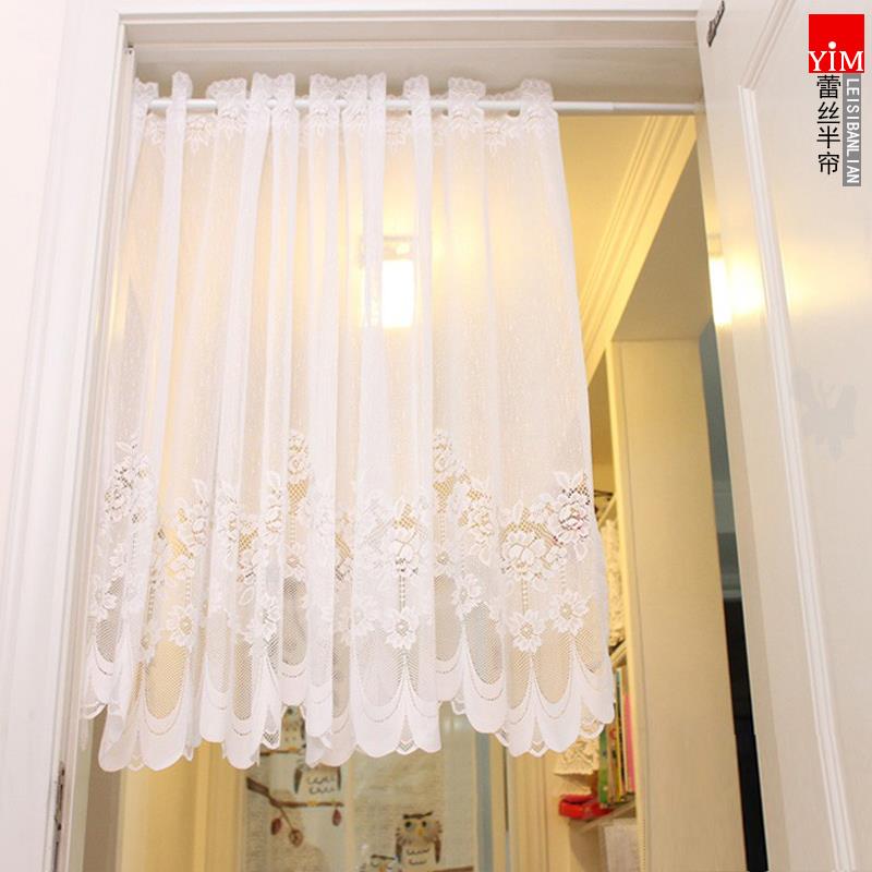 韩式小清新蕾丝窗帘花朵咖啡帘半帘门帘窗纱隔断帘卧室厨房书房帘