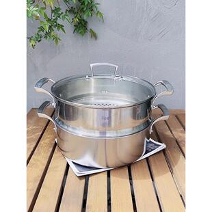 出口316不锈钢三层钢热锅炖锅蒸锅炖锅炖锅带蒸锅大容量28cm