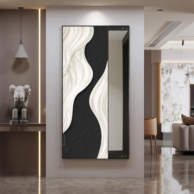 现代装饰画暗藏式试衣镜简约镜子玄关隐藏式推拉穿衣镜高端全身镜