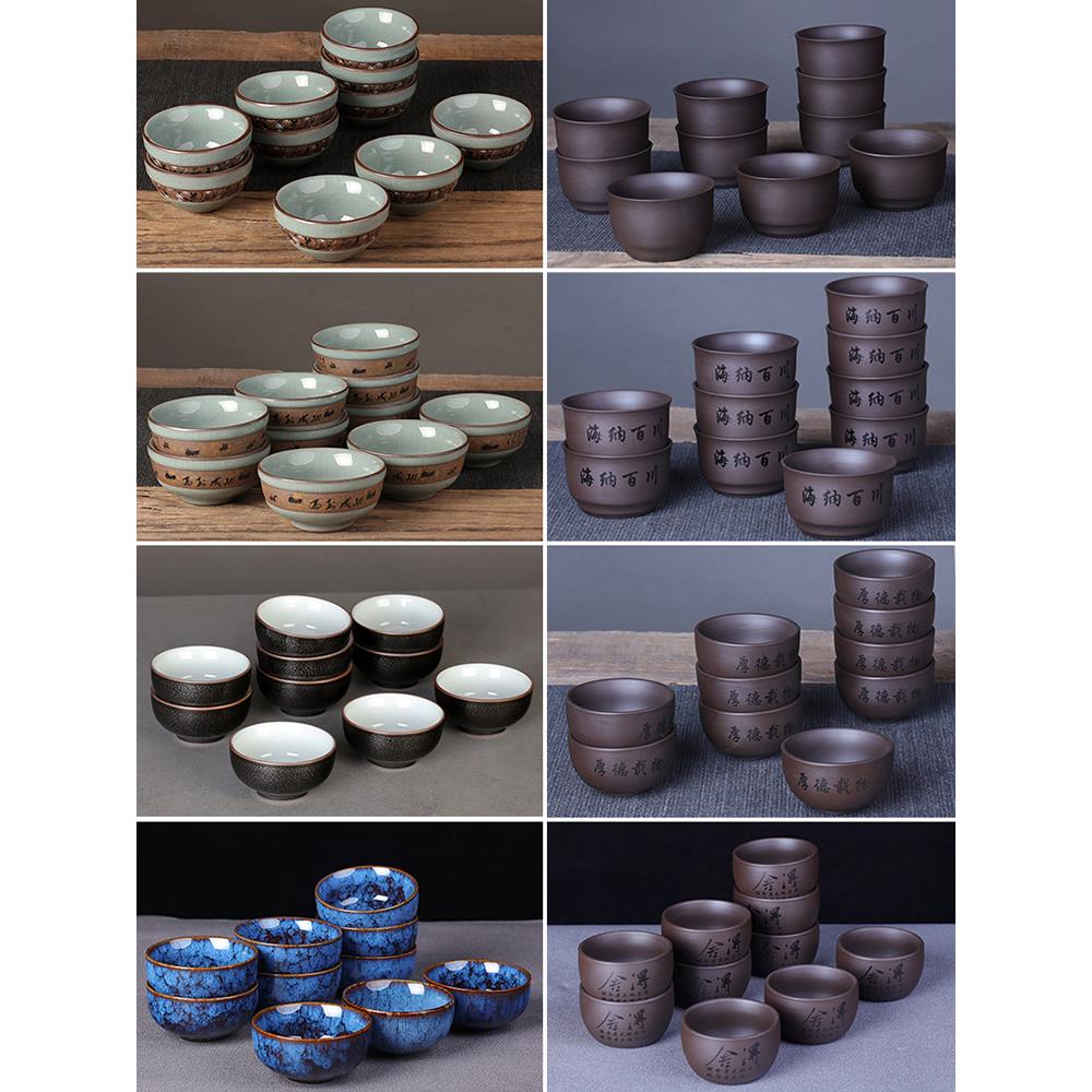 紫砂茶杯套装6只品茗杯喝茶茶具功夫茶杯子窑变10个家用陶瓷茶碗