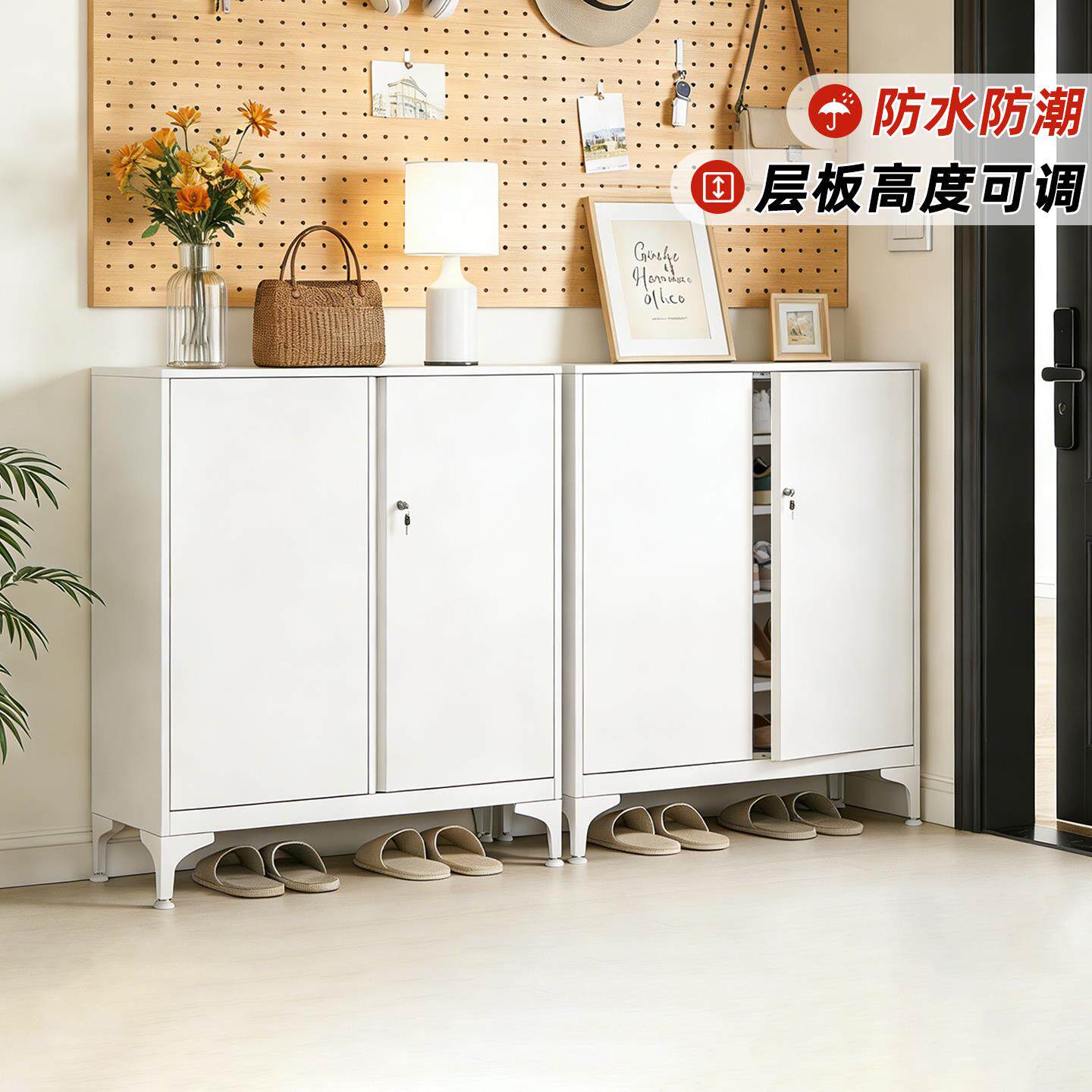 玄关鞋柜入户门口鞋子收纳柜家用多功能储物柜钢制铁皮柜防水防潮