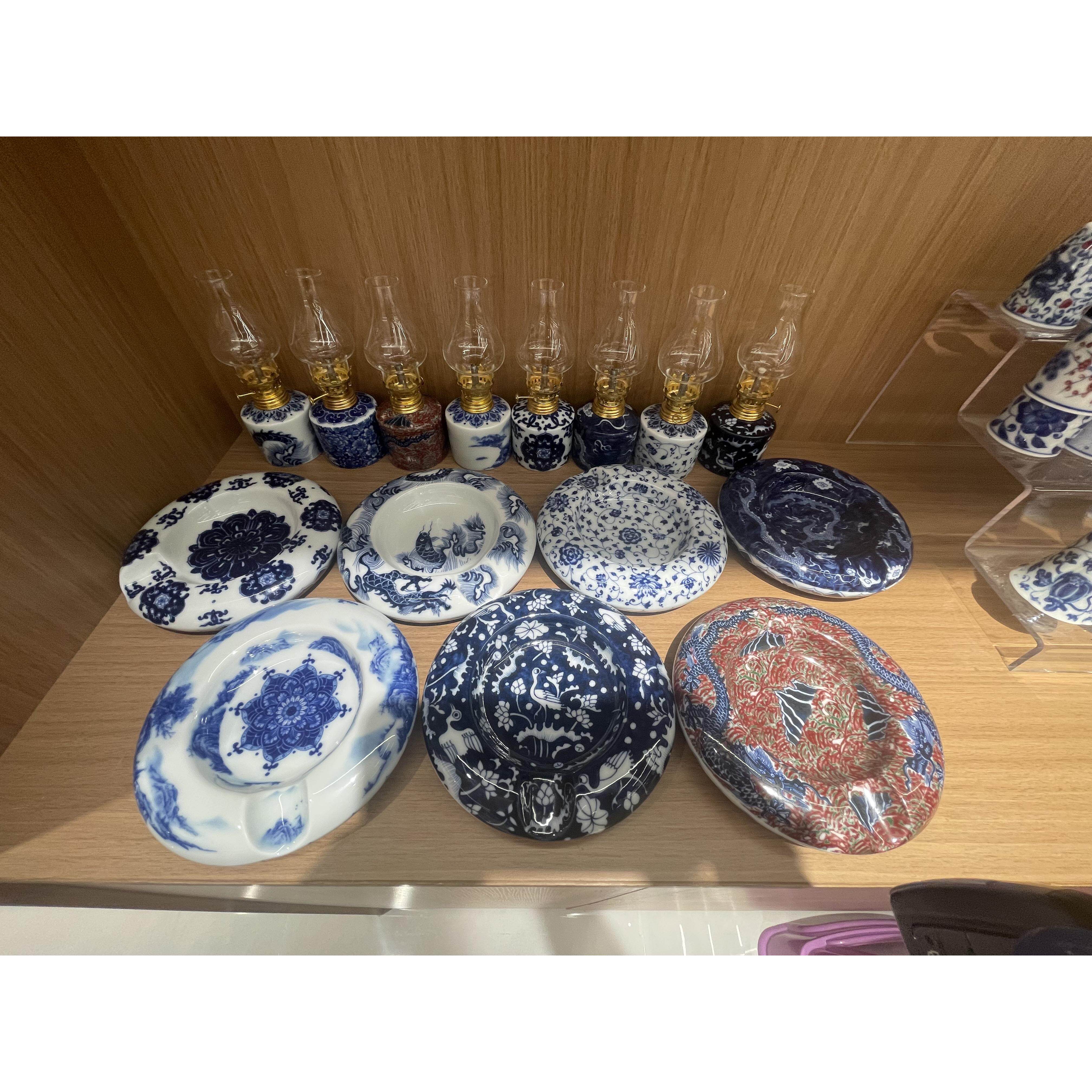 雪茄烟灰缸青花瓷陶瓷大口径单水槽雪茄专用2025中国风复古新款烟